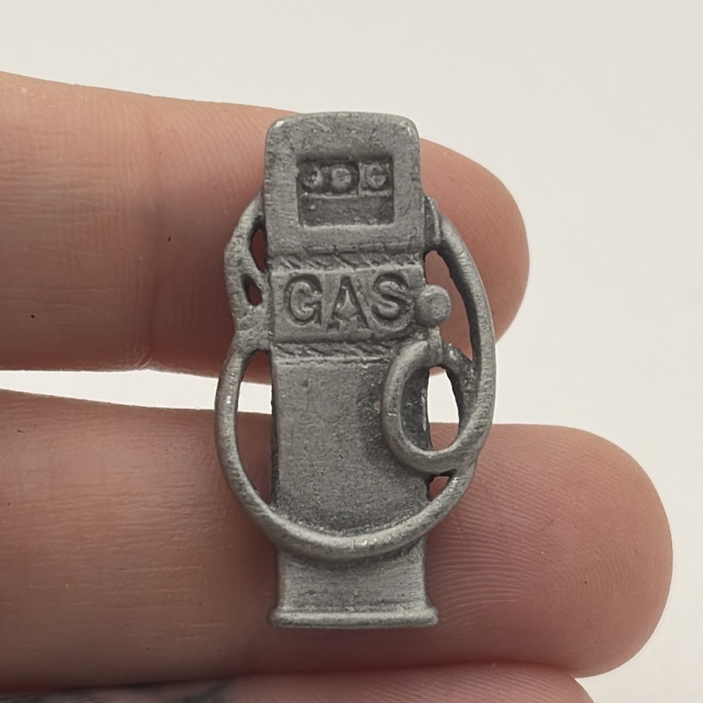 Gas Pump Pewter Silver Tone Lapel Hat Pin Vintage Retro Service Station